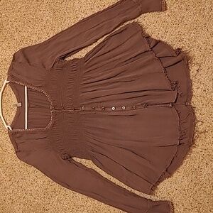 Free People size M Brown button-up flowy blouse